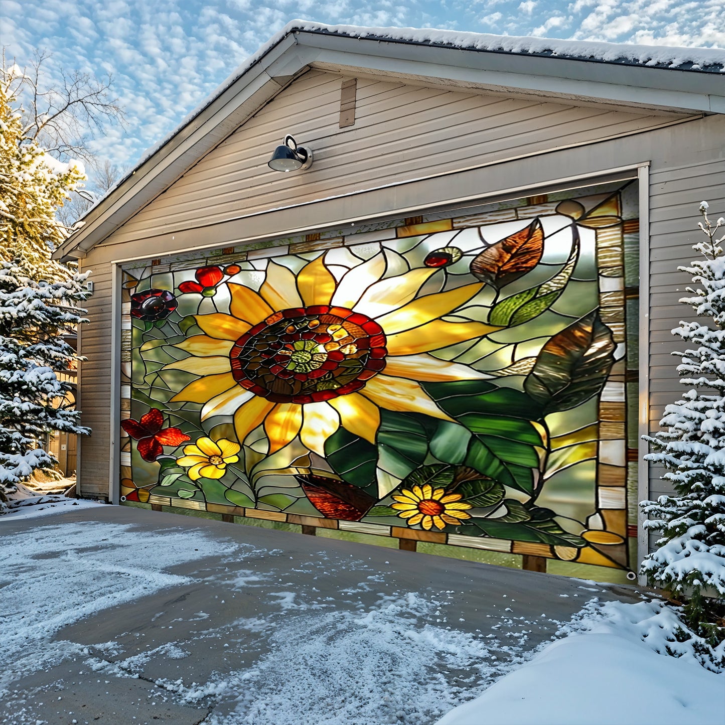 Lorva Sunflower Garage Door Banner Decoration Sunshine