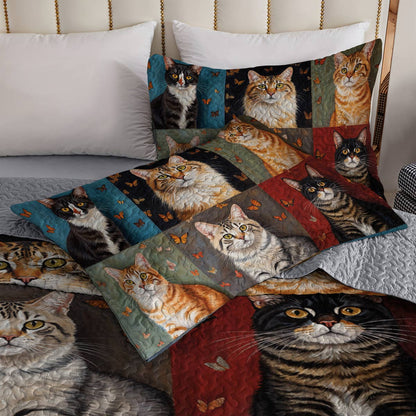 Lorva Cat All Season Quilt 3-Piece Set Cats And Butterflies