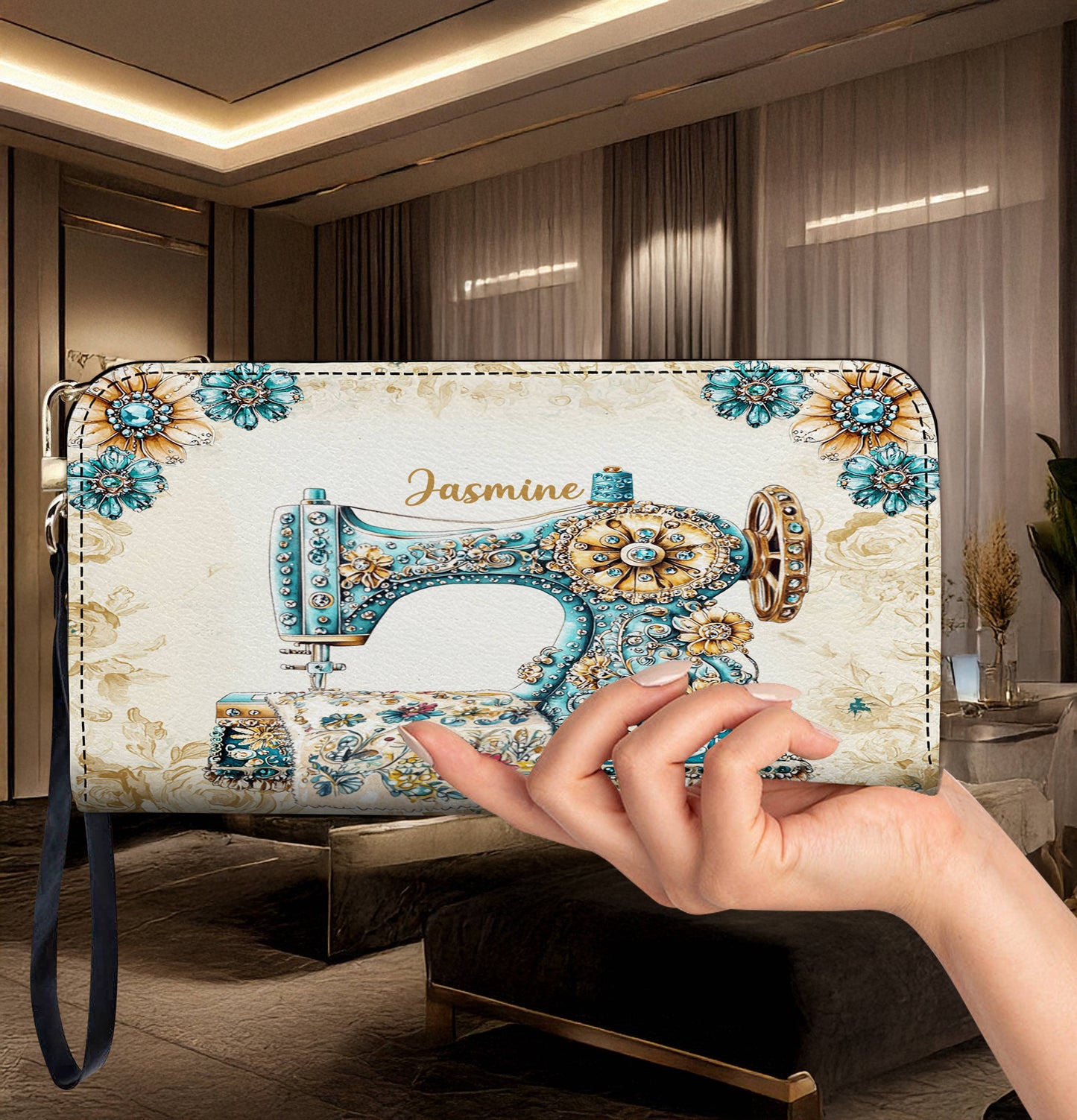 Lorva Personalized Sewing Leather Wallet Baroque Bloom