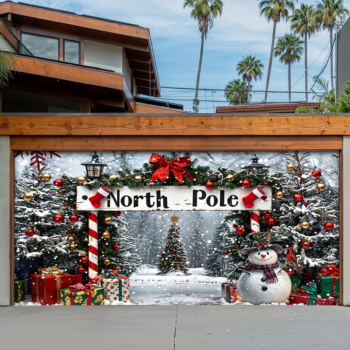Lorva Christmas Garage Door Banner Decoration Beautiful North Pole