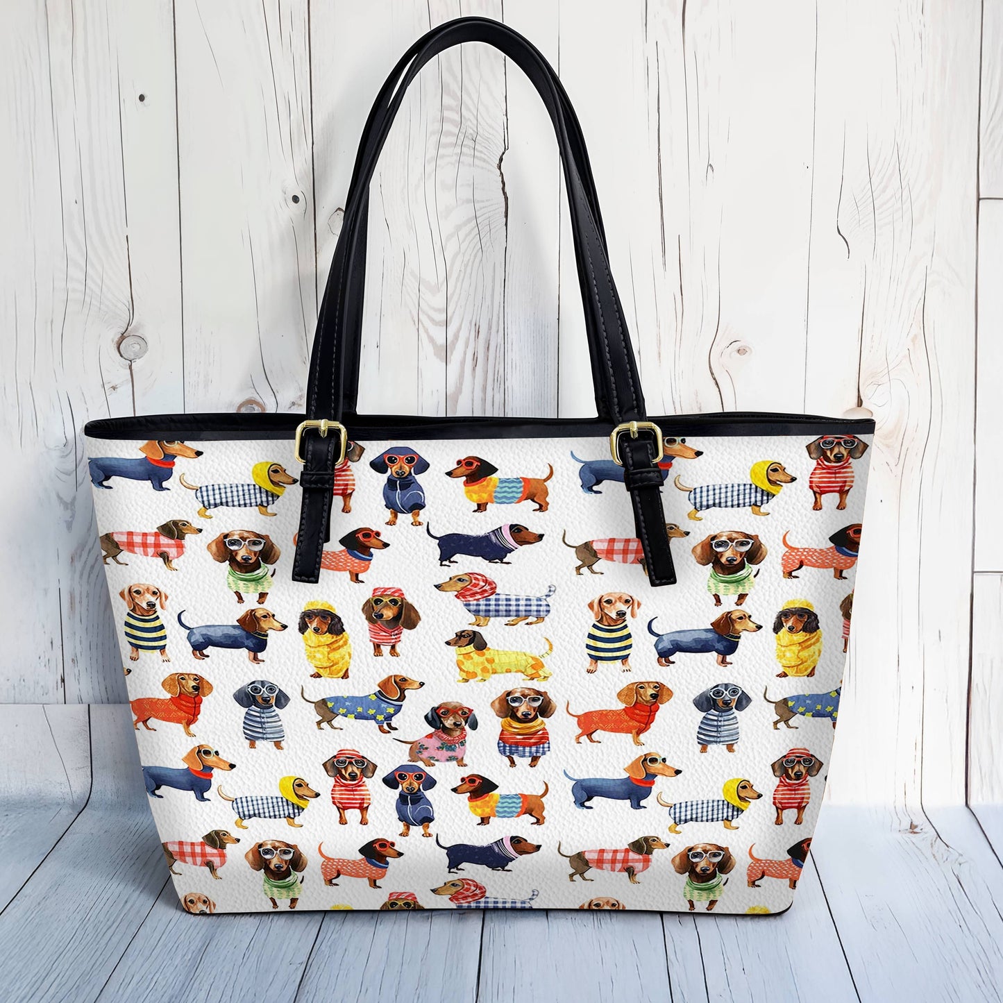Lorva Leather Tote Bag Stylish Dachshund