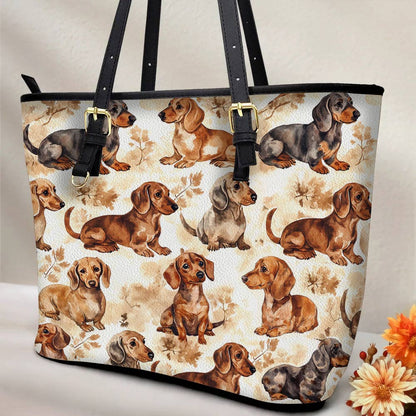 Lorva Dachshund Leather Tote Bag Dachshund Dreams