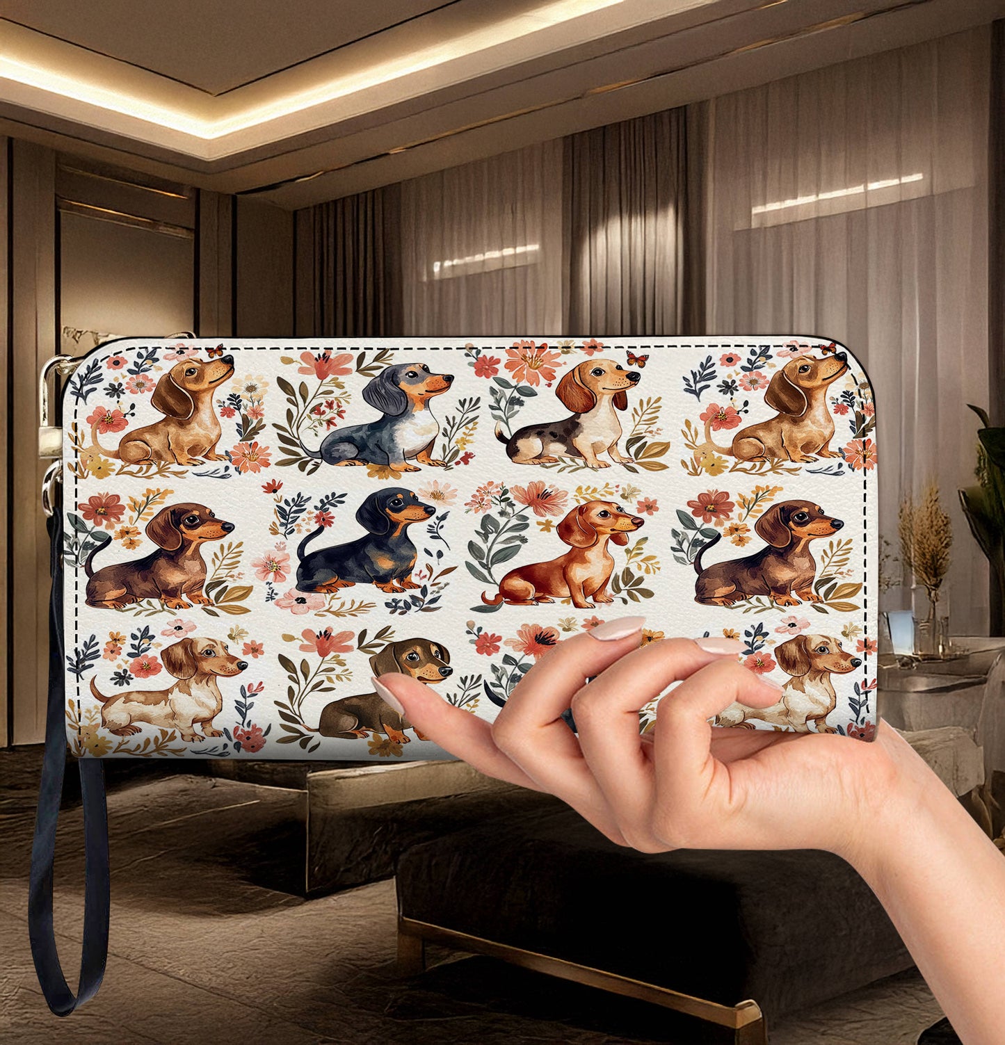 Lorva Dachshund Leather Bag Garden Escape