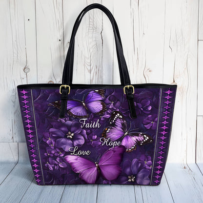 Lorva Butterfly Leather Tote Bag Faith Hope Love