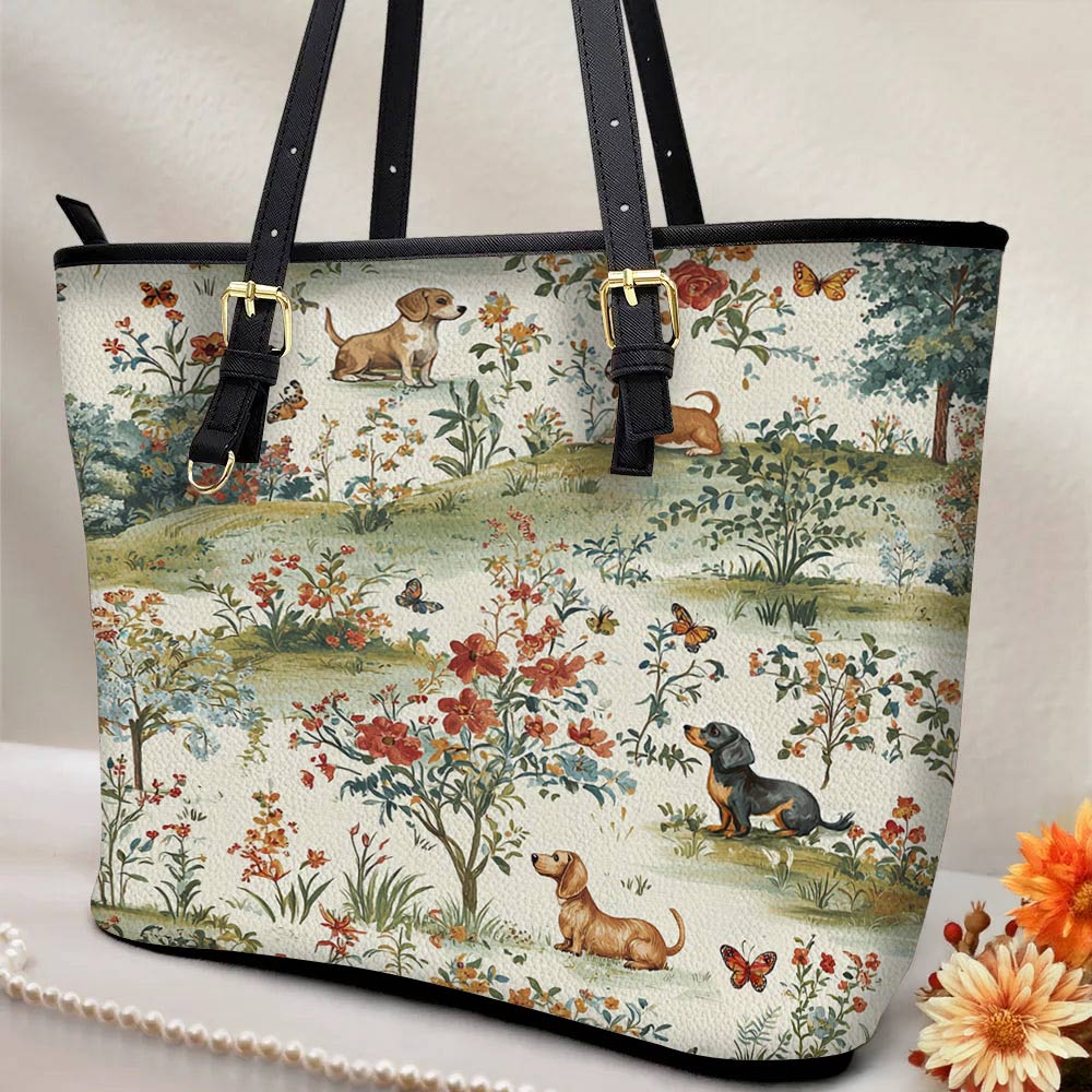 Lorva Dachshund Leather Tote Bag The Gentle Garden