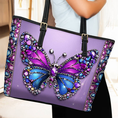 Lorva Butterfly Leather Tote Bag Violet Royalty