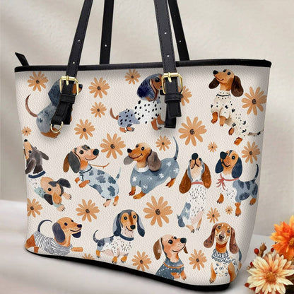 Lorva Dachshund Leather Tote Bag Daisy Doxie