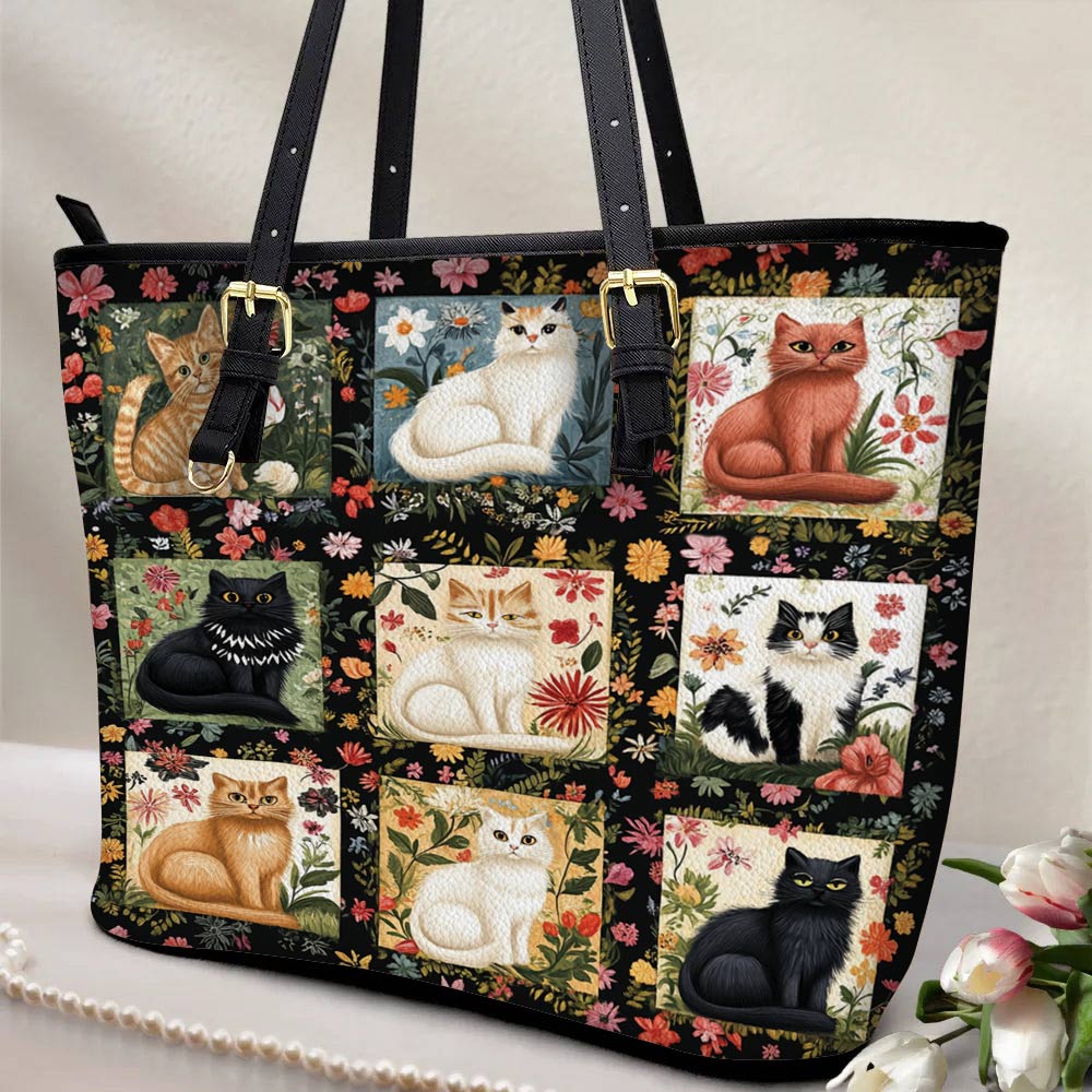 Lorva Leather Tote Bag Feline Fields Forever