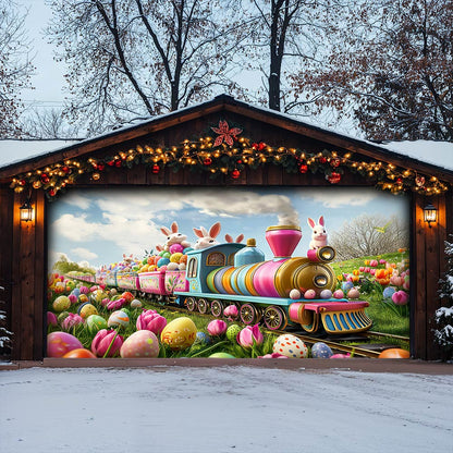 Lorva Easter Garage Door Banner Decoration The Bunny Bloom Train