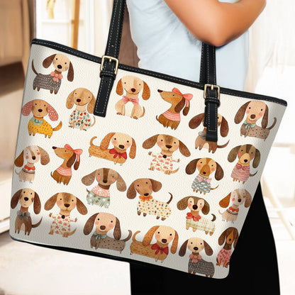Lorva Dachshund Leather Tote Bag Cutie Doxie