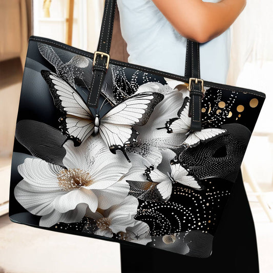 Lorva Butterfly Leather Tote Bag Midnight Flutter