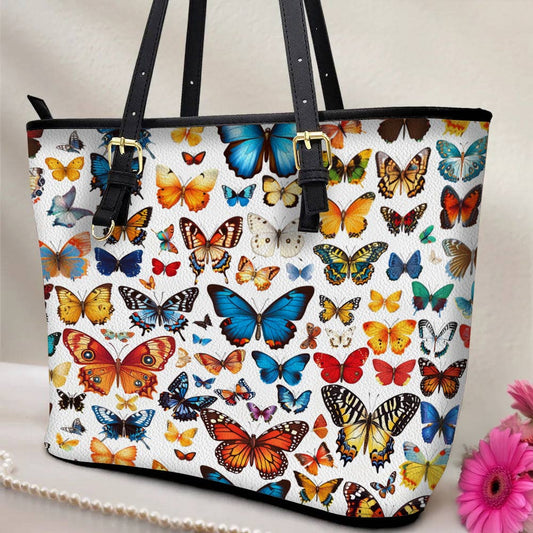 Lorva Butterfly Leather Tote Bag Butterfly Kaleidoscope