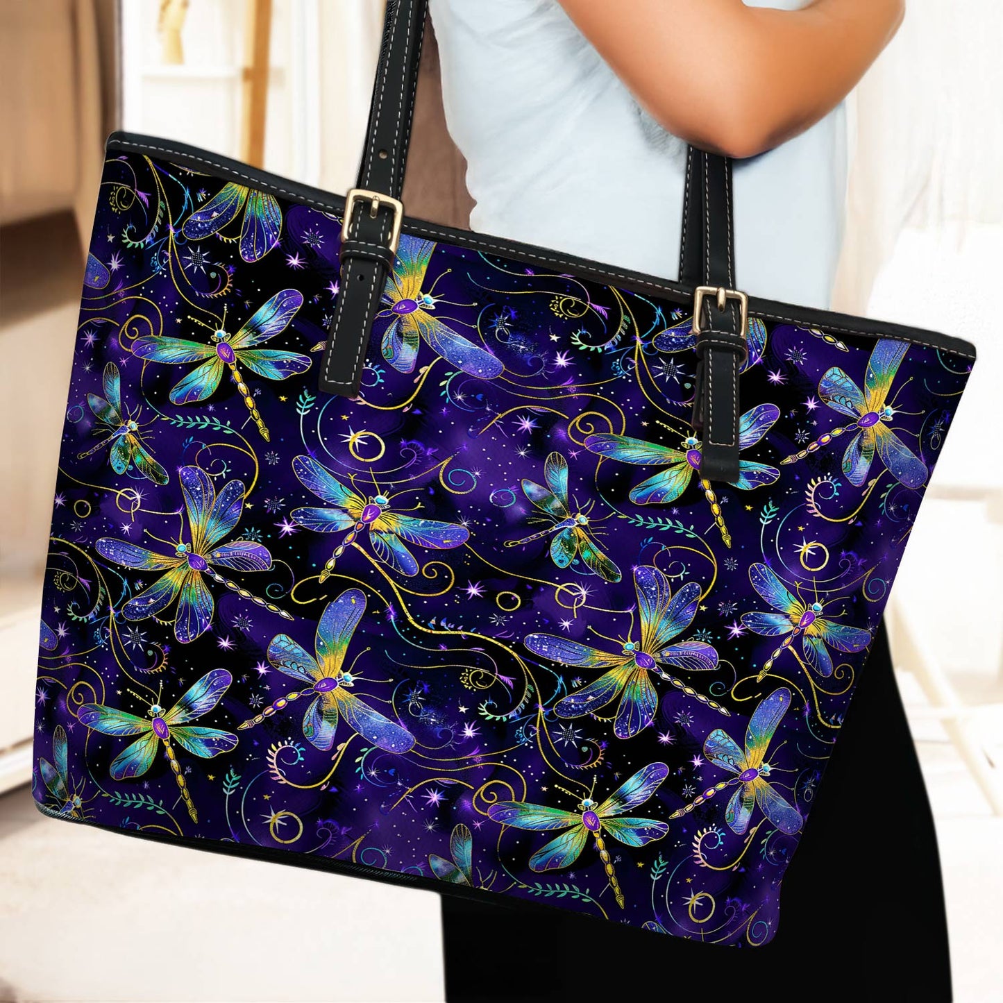 Lorva Dragonfly Leather Tote Bag Mystic
