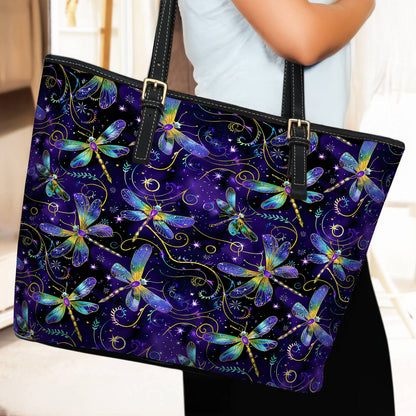 Lorva Dragonfly Leather Tote Bag Mystic