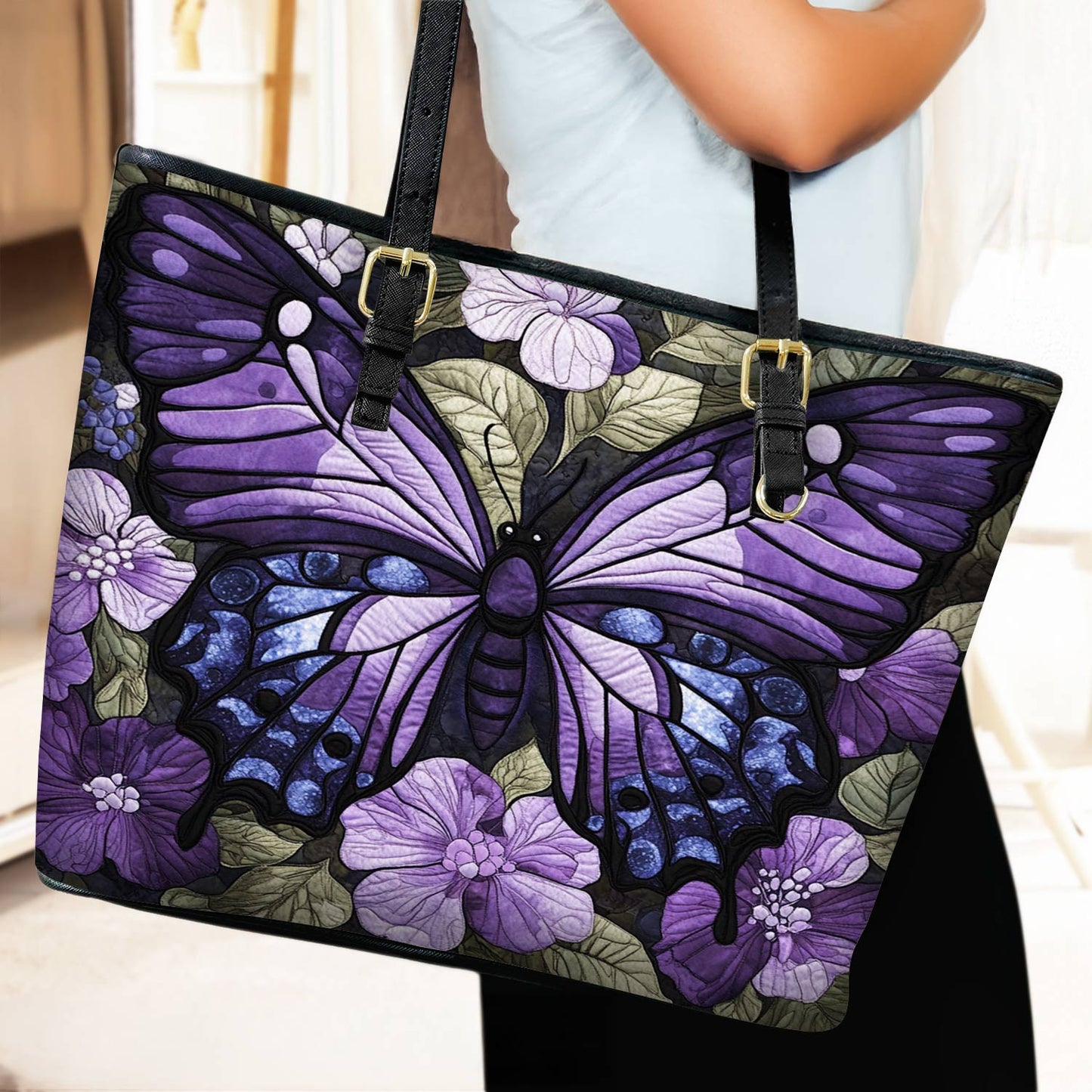 Lorva Butterfly Leather Tote Bag Velvet Flight