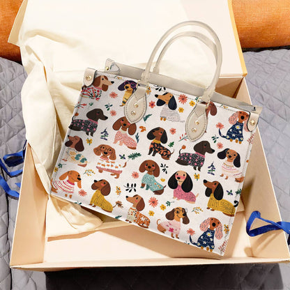 Lorva Dachshund Leather Bag Wagging In Bloom