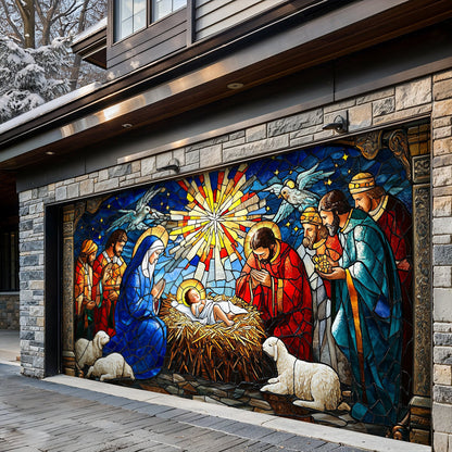 Lorva Christmas Garage Door Banner Decoration Holy Family Nativity