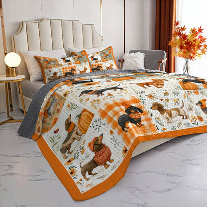 Lorva All Season Quilt 3-Piece Set Fall Frolic Dachshunds
