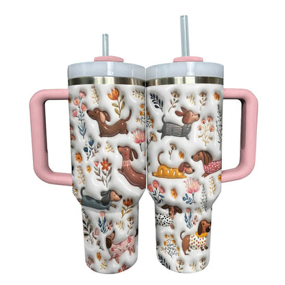 Lorva Dachshund Tumbler Charming Garden Bloom