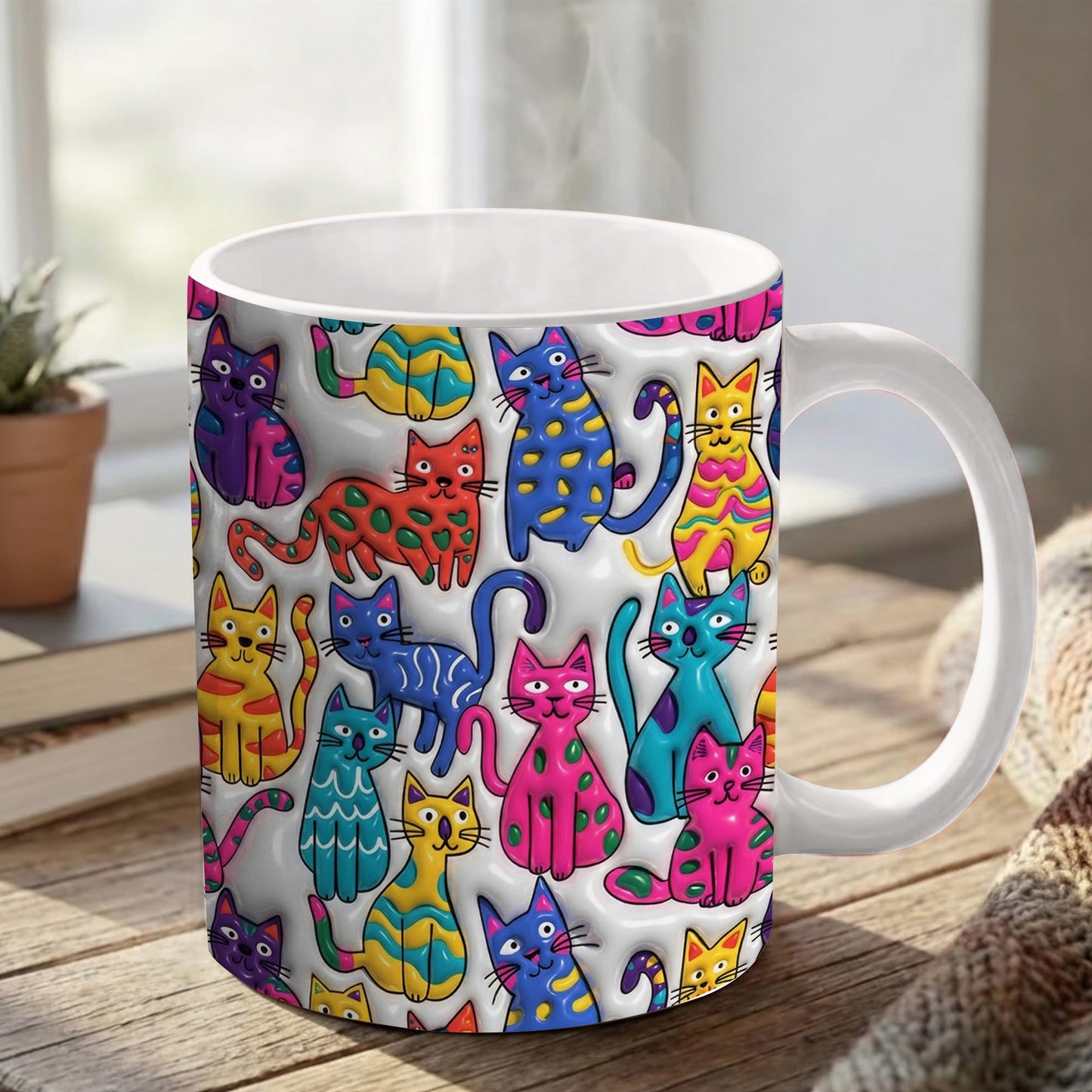 Lorva Mug Whimsical Colorful Cat