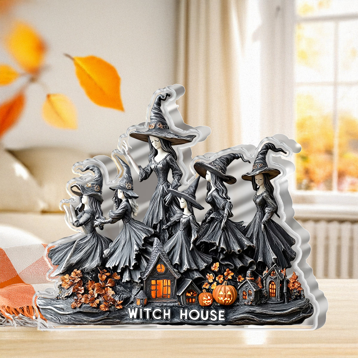 Witch Custom Shaped 2D Print Acrylic Plaque Beautiful Witch House