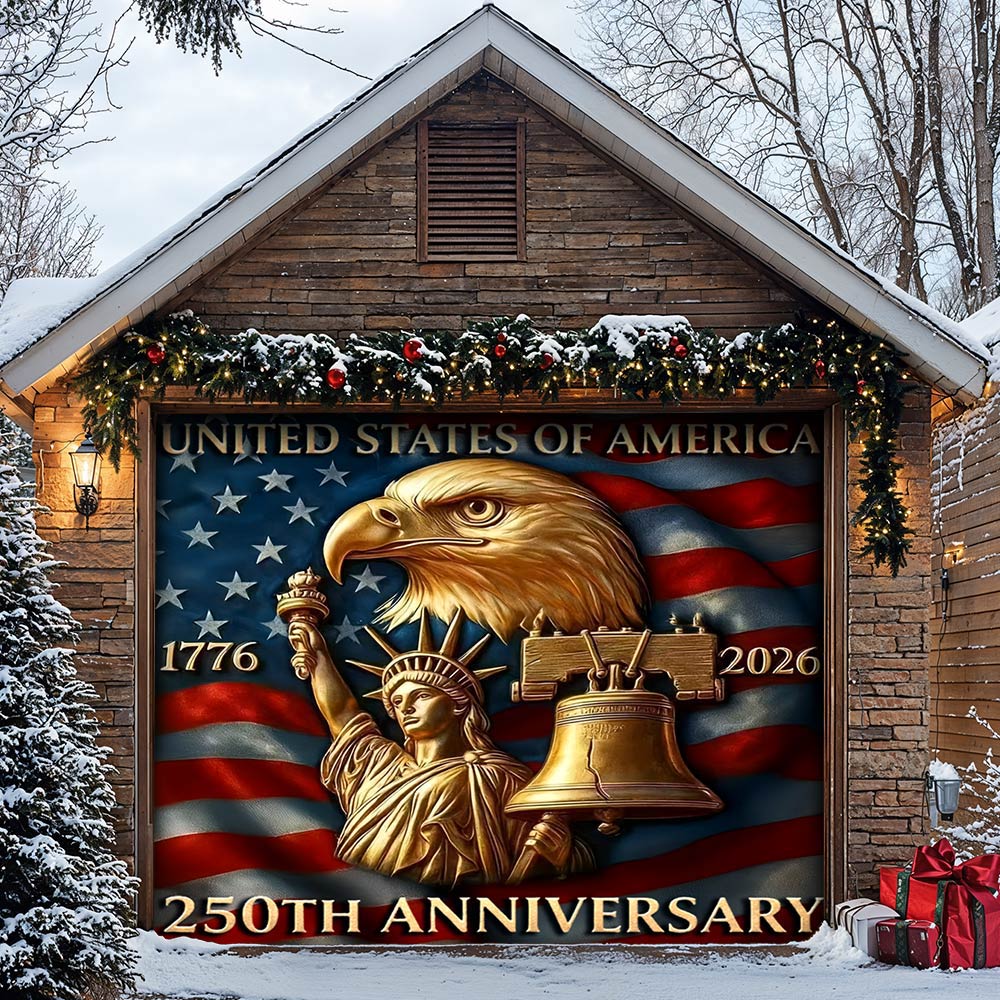 Lorva Garage Door Banner Decoration America 250th Anniversary
