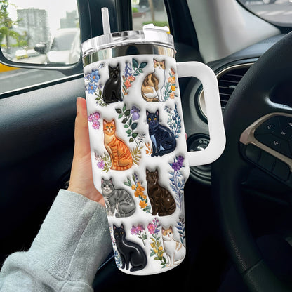 Lorva Tumbler Puffy Charming Floral Cats