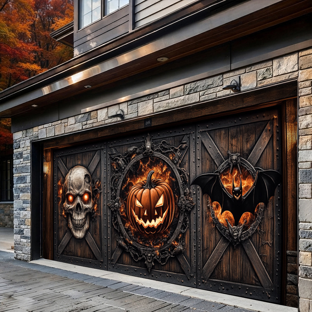 Lorva Halloween Garage Door Banner Decoration The Haunted Gate