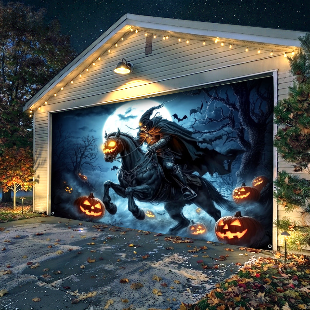 Lorva Halloween Garage Door Banner Decoration The Headless Horseman Returns