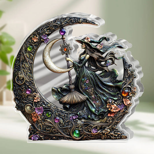 Witch Custom Shaped 2D Print Acrylic Plaque Gorgeous Moon