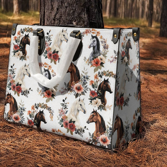 Lorva Leather Bag Charming Floral Horses