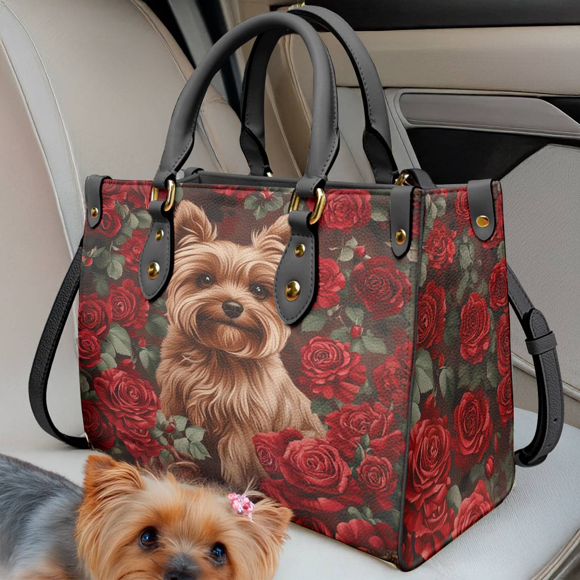 Lorva Yorkie Leather Bag Scarlet Rose Yorkie
