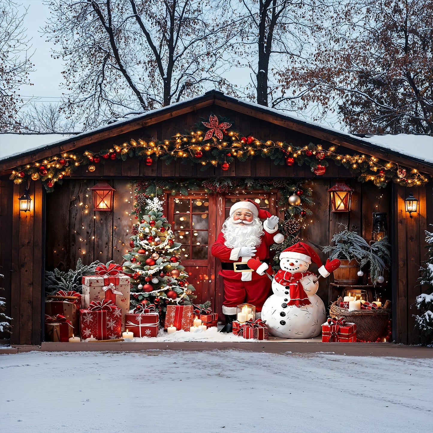 Lorva Christmas Garage Door Banner Decoration Santa’s Warm Welcome Christmas at the Door