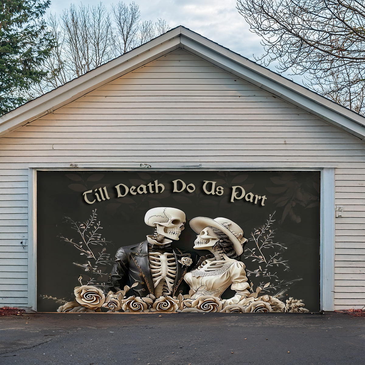 Lorva Garage Door Banner Decoration Till Death Do Us Part