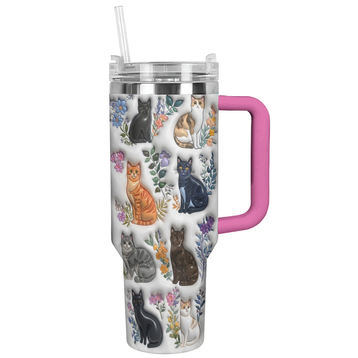 Lorva Tumbler Puffy Charming Floral Cats