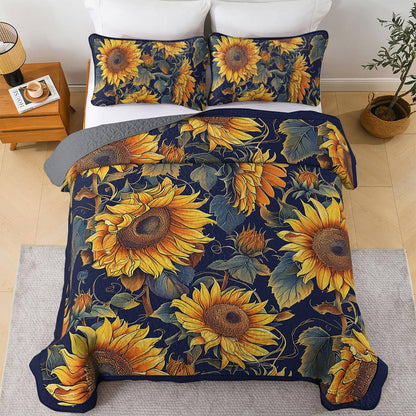 Lorva Sunflower All Season Quilt 3-Piece Set Timeless Sunflower Garden