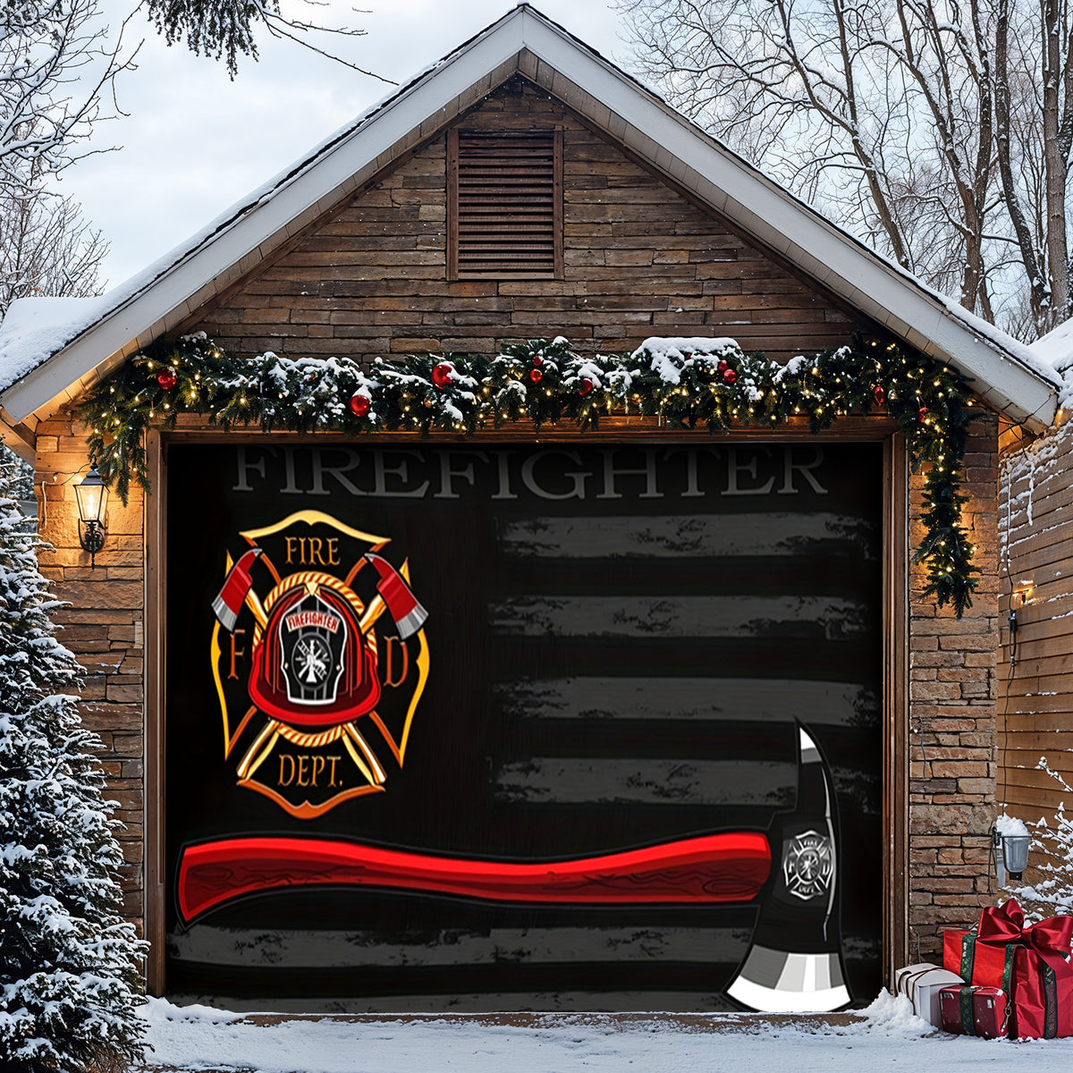 Lorva Garage Door Banner Decoration The Bravery Brew Firefighter