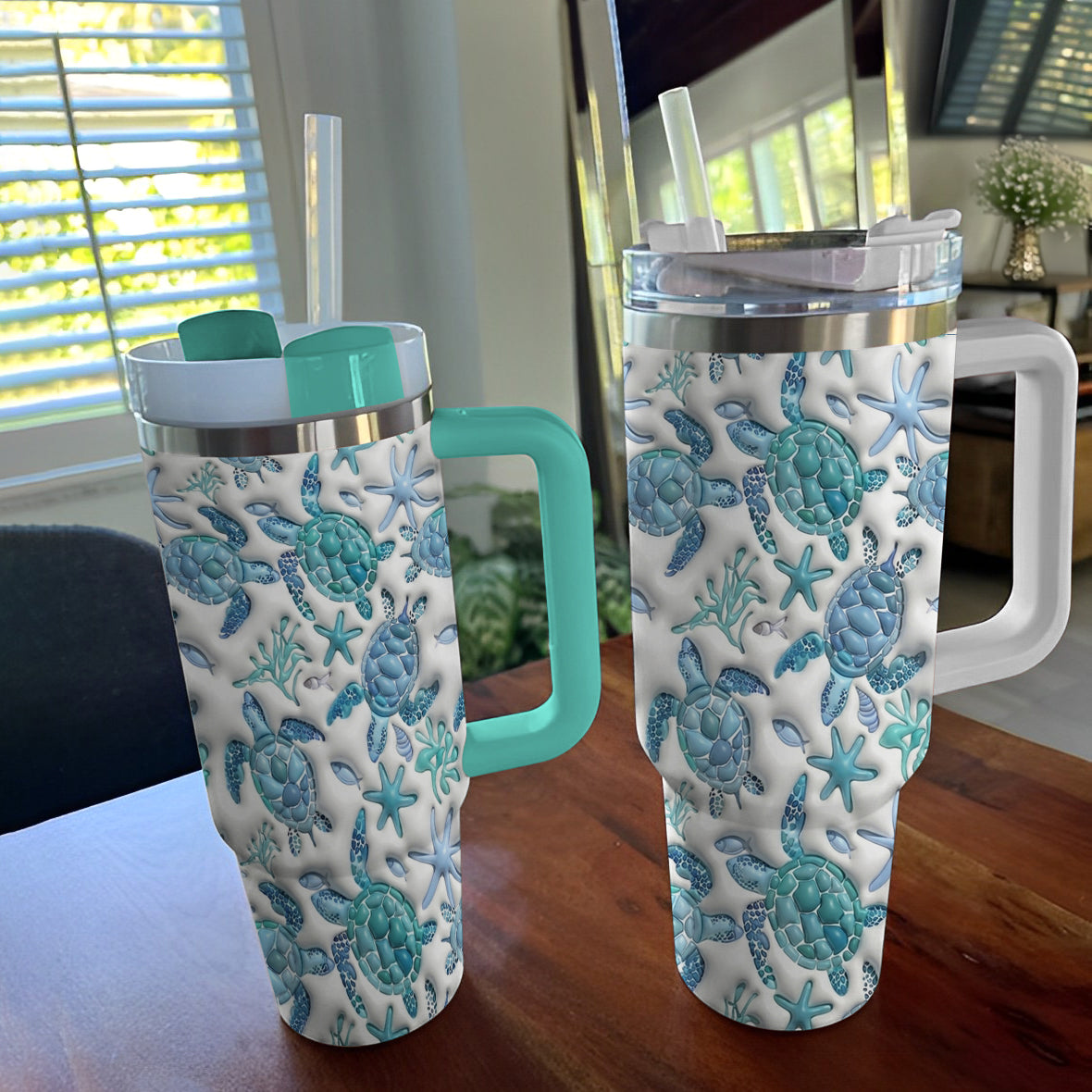 Lorva Tumbler Sea Turtle Blue Flow