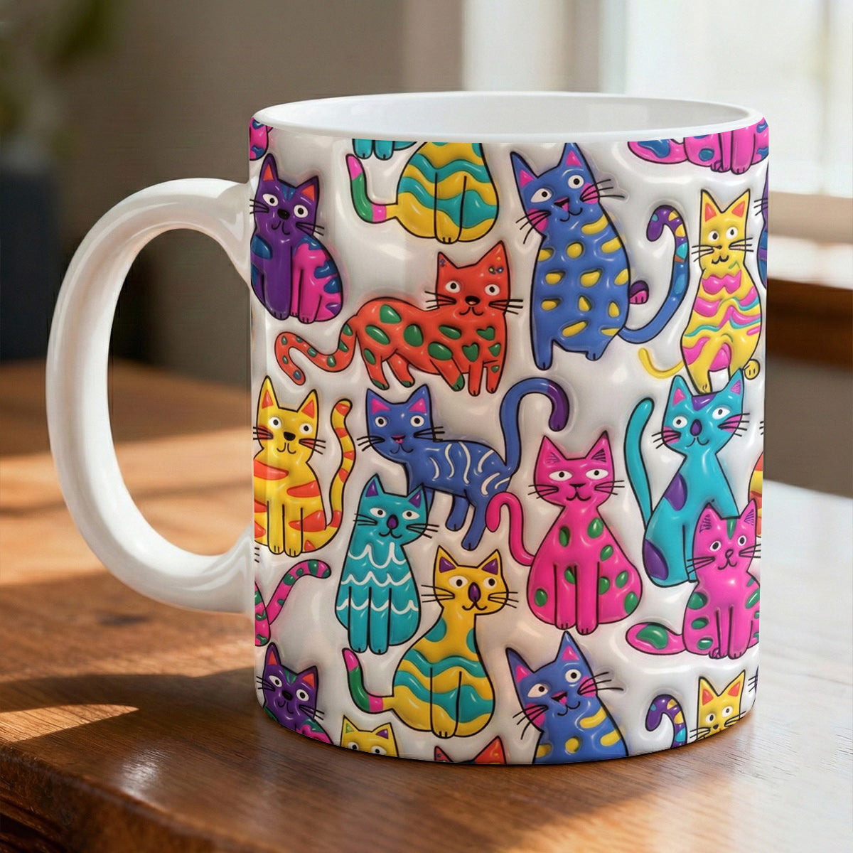 Lorva Mug Whimsical Colorful Cat