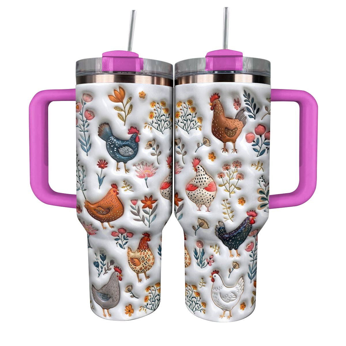 Lorva Tumbler Cute Floral Chickens