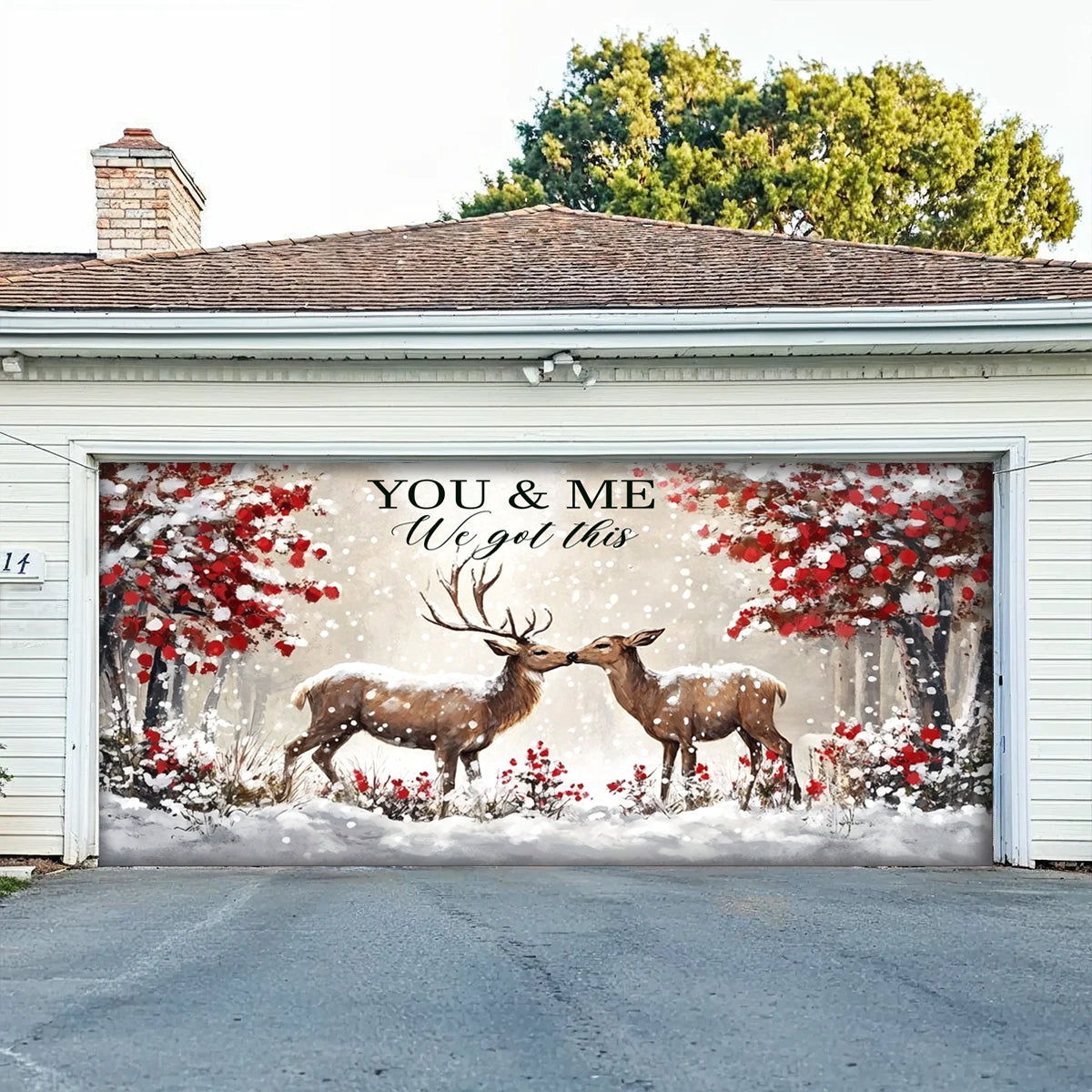 Lorva Deer Garage Door Banner Decoration Everlasting Love