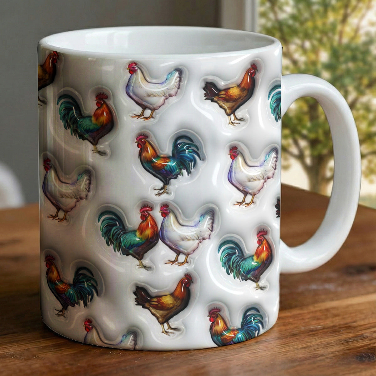 Lorva Flat Print Mug Gentle Chickens