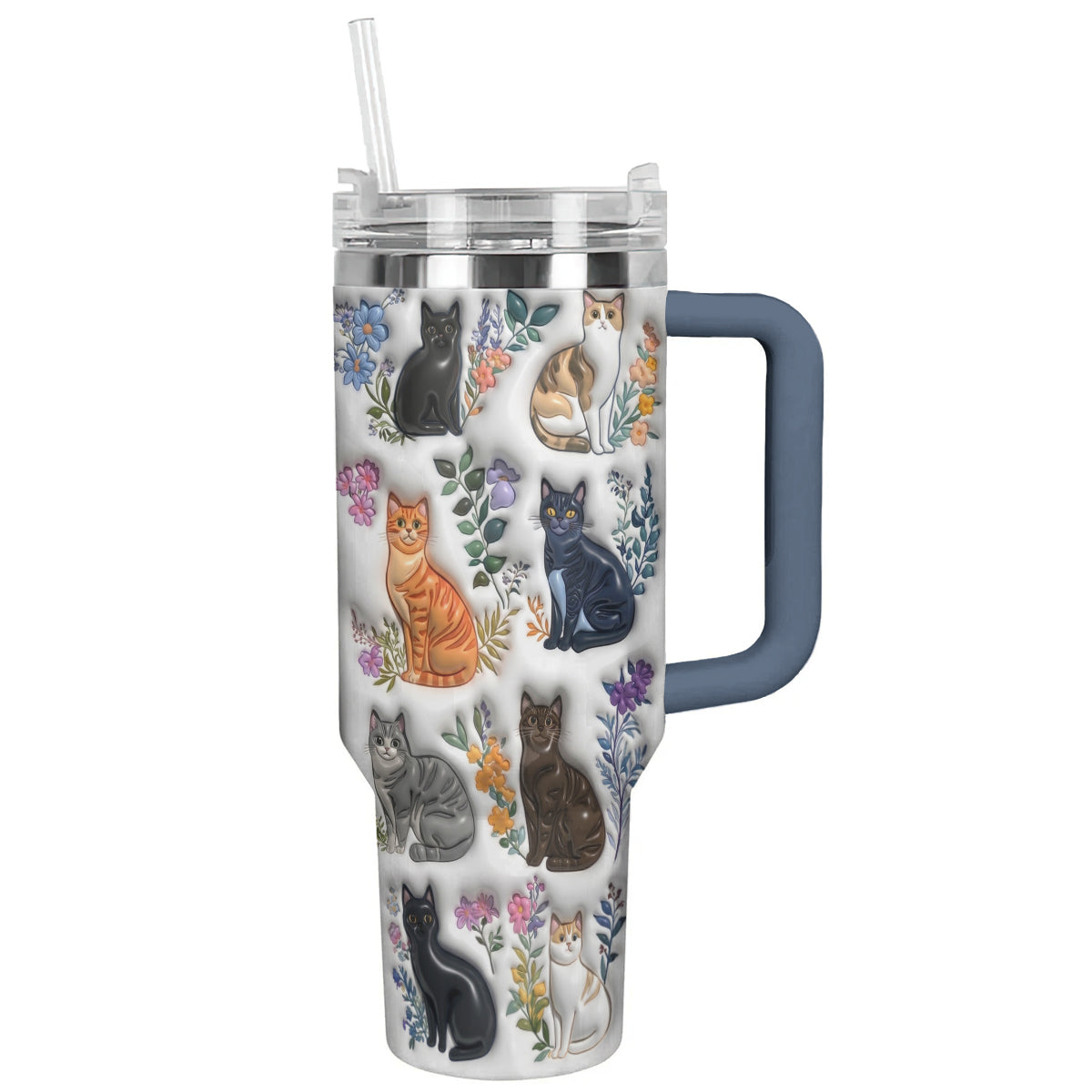 Lorva Tumbler Puffy Charming Floral Cats