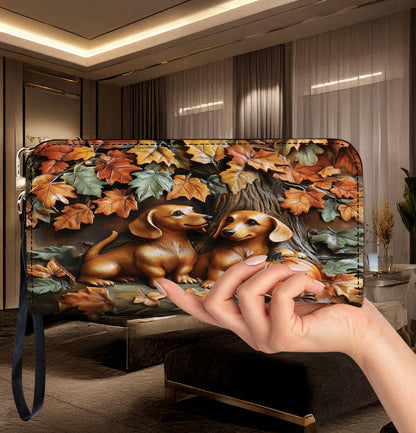 Lorva Dachshund Leather Bag Autumn Tails
