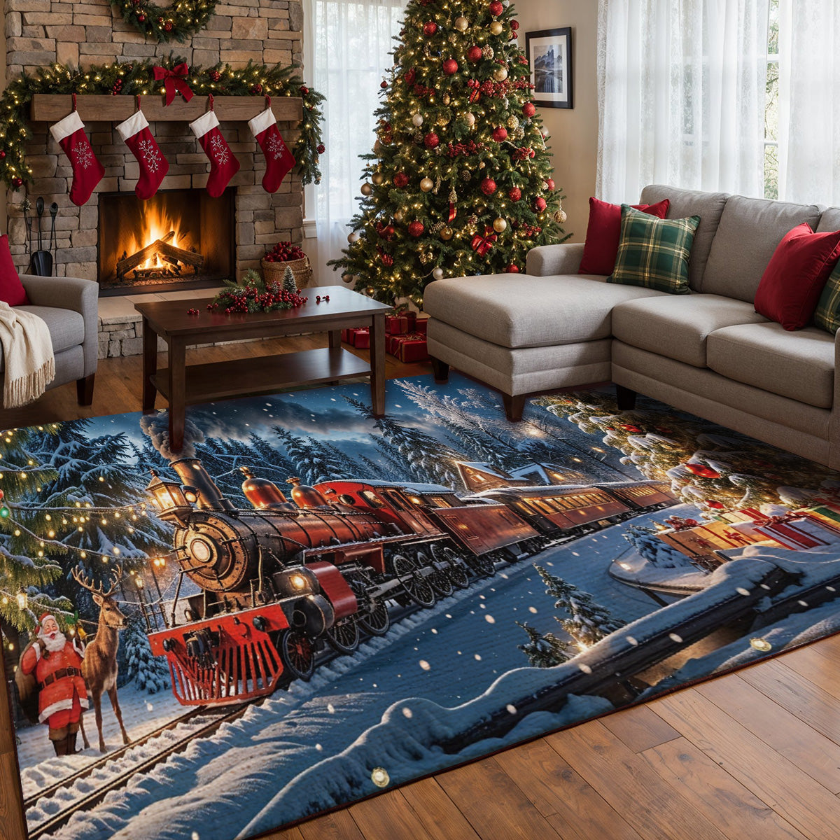Lorva Christmas Area Rug Majestic Christmas Train