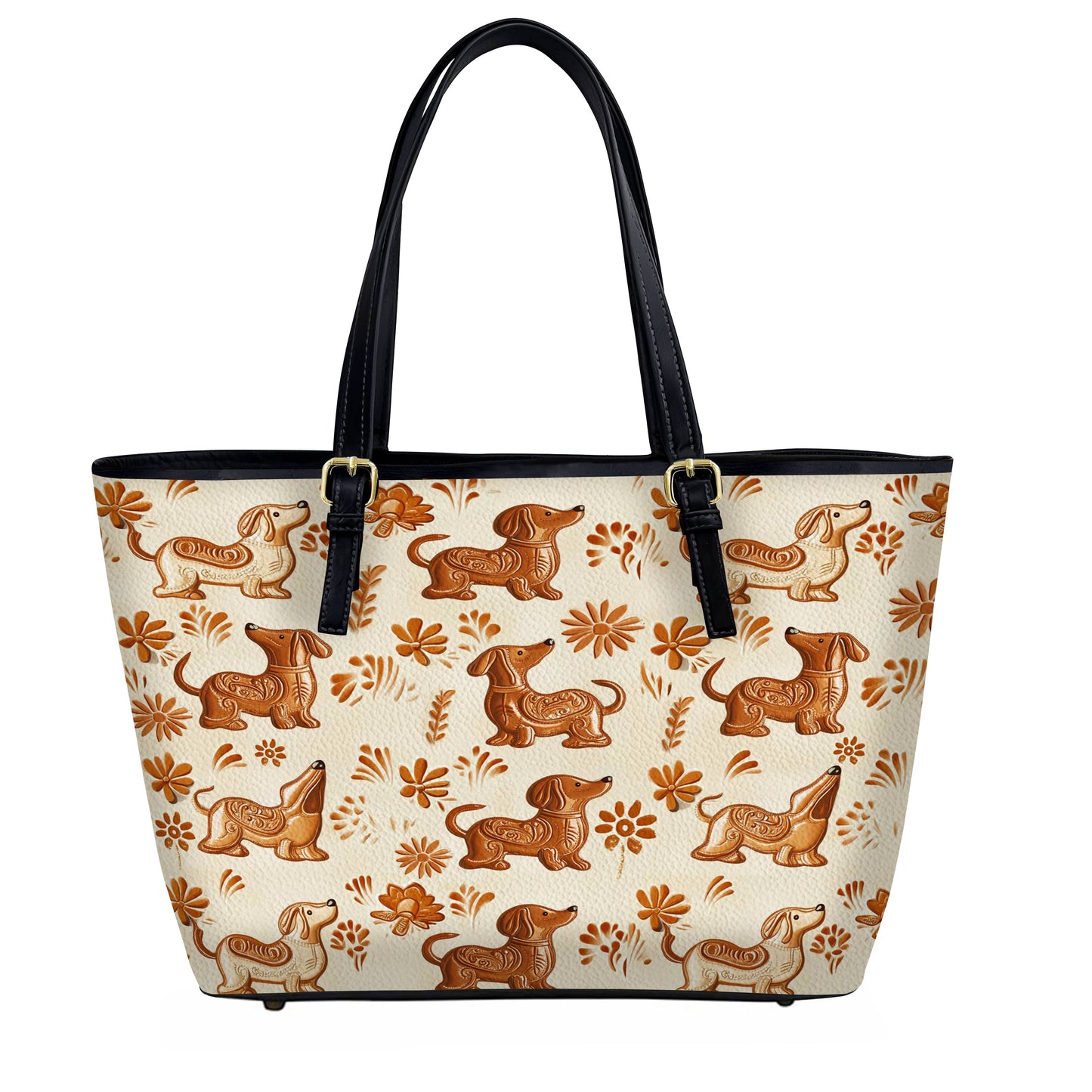 Lorva Leather Tote Bag Cute Dachshund Cake