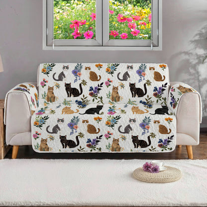 Lorva Sofa Cover Set Cute Floral Cats
