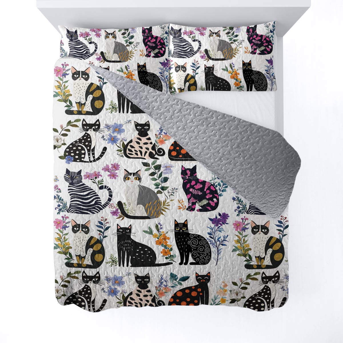 Lorva All Season Quilt 3-Piece Set Enchanted Cat Garden