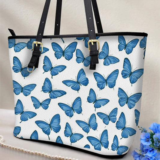 Lorva Butterfly Leather Tote Bag Springtime Flutter
