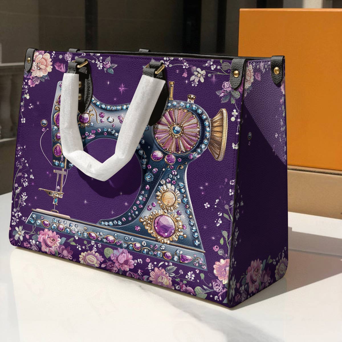 Lorva Sewing Leather Bag Purple Spark